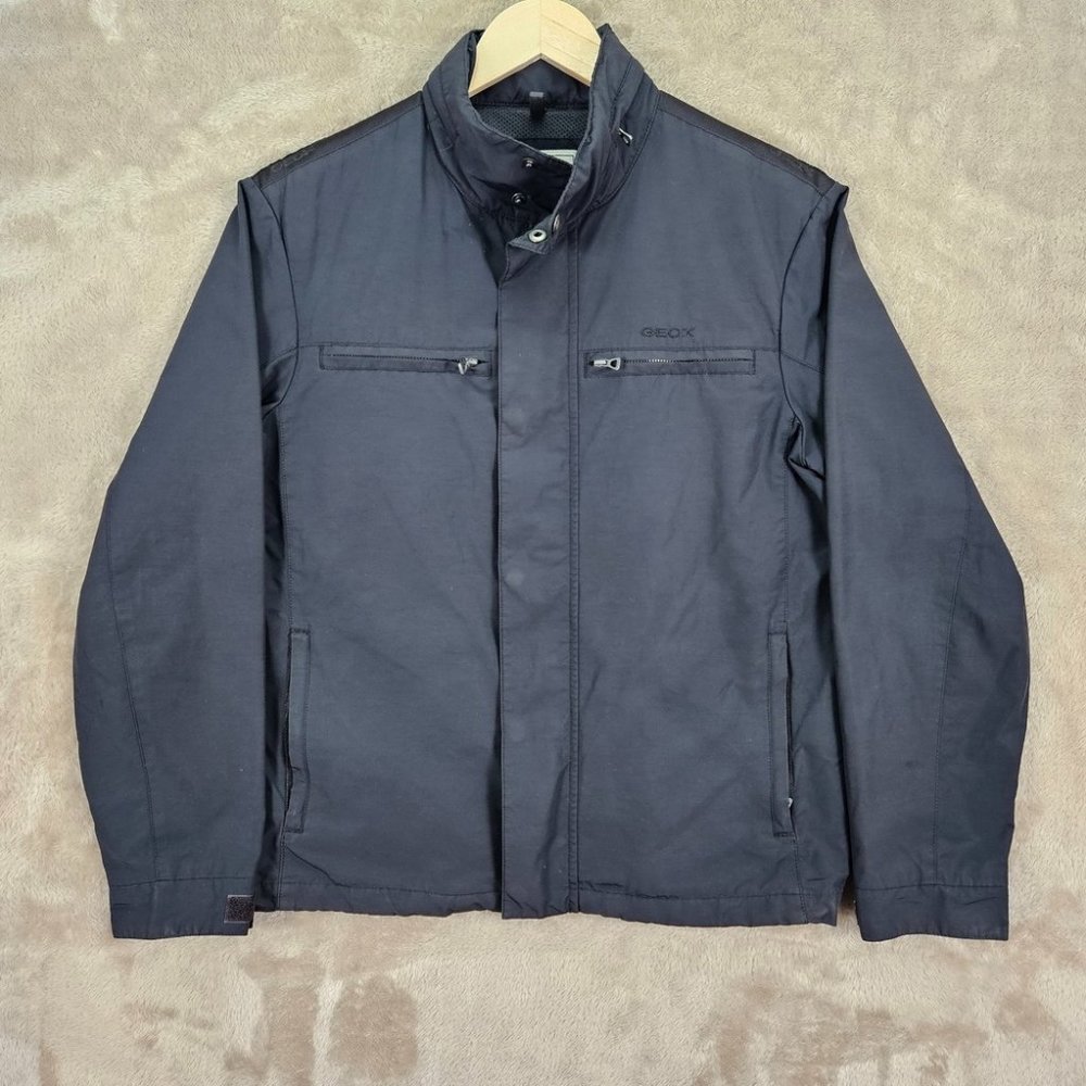Geox Respira Full Zip Jacket Men's US Size 38 Pockets Black Long Sleeve Outdoors